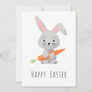 Happy Easter Cute Bunny Carrot Holiday Card