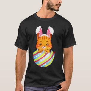 Happy Easter Cute Bunny Cat Eggs Basket Men Women T-Shirt
