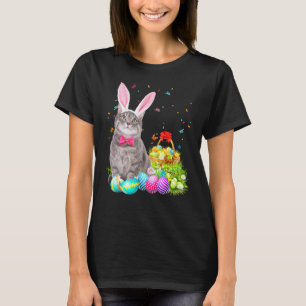 Happy Easter Cute Bunny Cat Eggs Basket Men Women T-Shirt