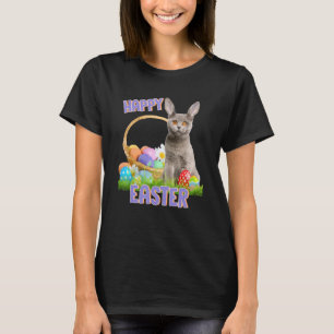 Happy Easter Cute Bunny Cat Eggs Basket Men Women T-Shirt