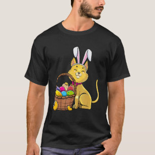 Happy Easter Cute Bunny Cat Eggs Basket Men Women  T-Shirt