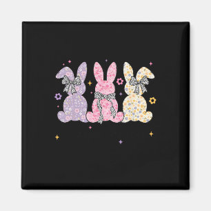 Happy Easter Cute Bunny Coquette Bow Women Kids Gi Magnet