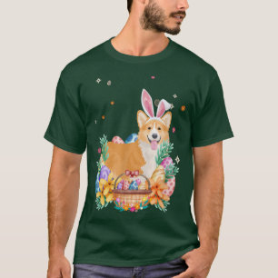 Happy Easter Cute Bunny Corgi Wearing Bunny Ears T-Shirt