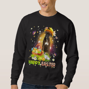 Happy Easter Cute Bunny Dog Boxer Eggs Basket  Dog Sweatshirt