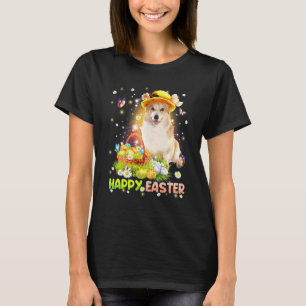 Happy Easter Cute Bunny Dog Corgi Eggs Basket Funn T-Shirt