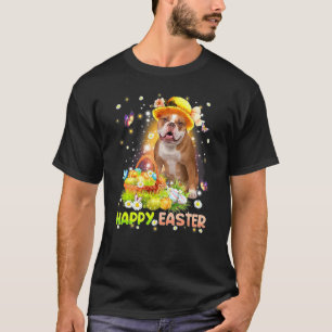 Happy Easter Cute Bunny Dog English Bulldog Eggs B T-Shirt