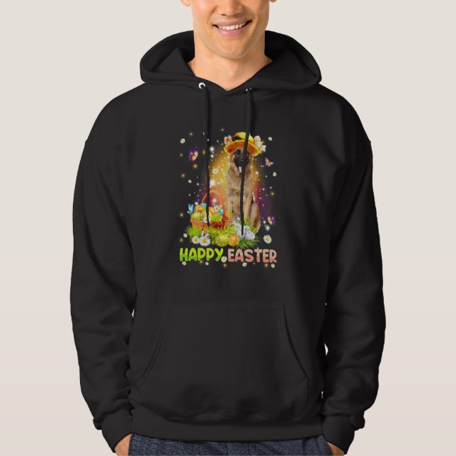 Happy Easter Cute Bunny Dog German Shepherd Eggs B Hoodie (Front)