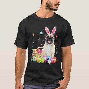 Happy Easter Cute Bunny Dog Pug Eggs Basket Funny T-Shirt