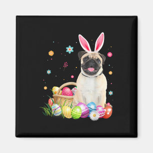 Happy Easter Cute Bunny Dog Pug Eggs Sket Funny Ea Magnet