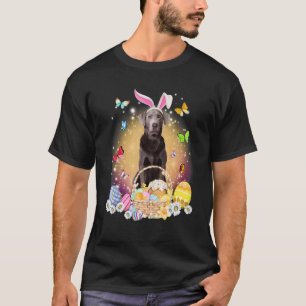 Happy Easter Cute Bunny Dog Silver Labrador Eggs B T-Shirt