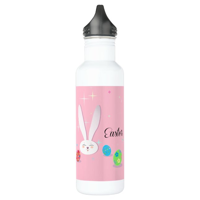 Happy Easter Cute Bunny Easter Eggs Hunt Party 710 Ml Water Bottle (Left)