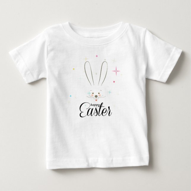Happy Easter Cute Bunny Easter Eggs Hunt Party Baby T-Shirt (Front)