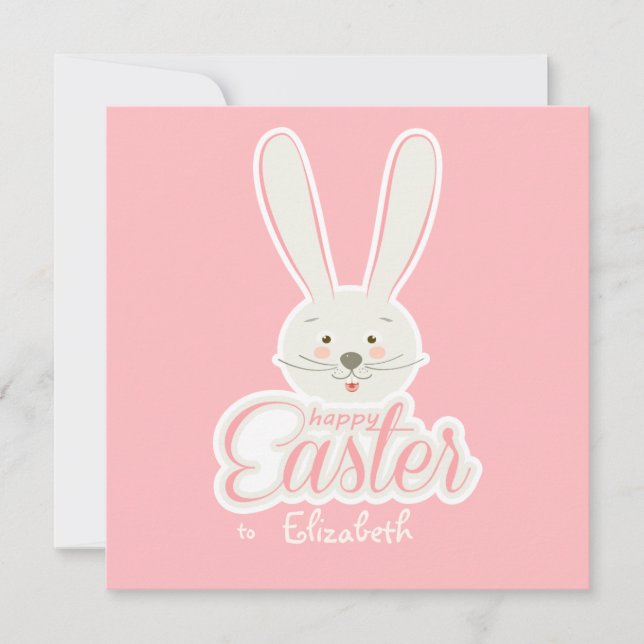 Happy Easter Cute Bunny Easter Eggs Hunt Party Holiday Card (Front)