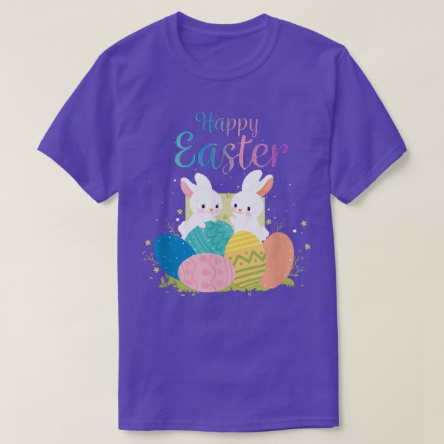 Happy Easter cute bunny eggsEaster  T-Shirt (Design Front)
