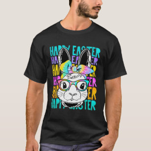 Happy Easter Cute Bunny Face Tie Dye Glasses Easte T-Shirt