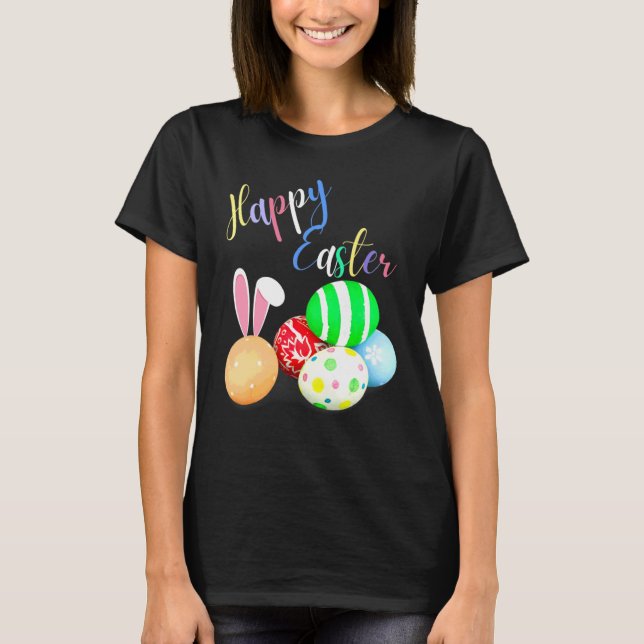 Happy Easter Cute Bunny Golden Retriever Wearing B T-Shirt (Front)