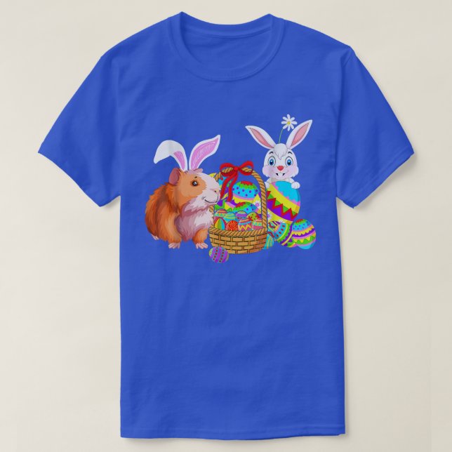Happy Easter Cute Bunny Guinea Pig Bunny Basket Eg T-Shirt (Design Front)