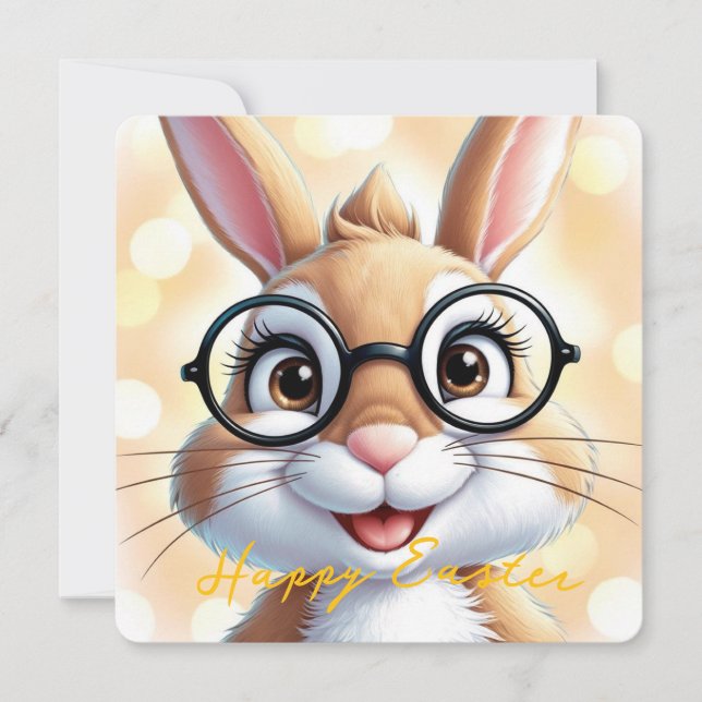 Happy Easter cute Bunny  Holiday Card (Front)