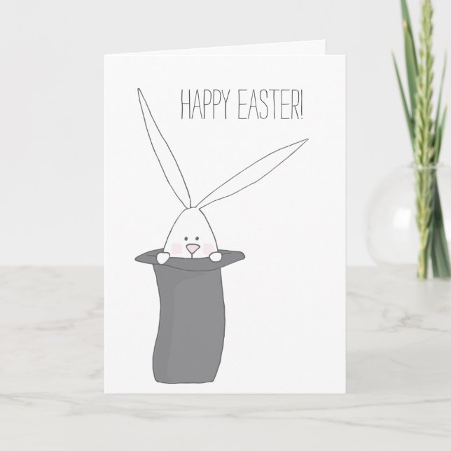 Happy Easter! Cute Bunny in a Top Hat Holiday Card (Front)