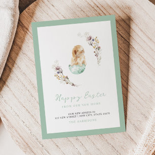 Happy Easter Cute Bunny New Home Announcement