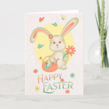 Happy Easter Cute Bunny Personalised Floral Pastel