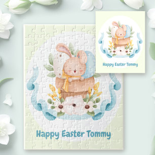 Happy Easter Cute Bunny personalized Jigsaw Puzzle