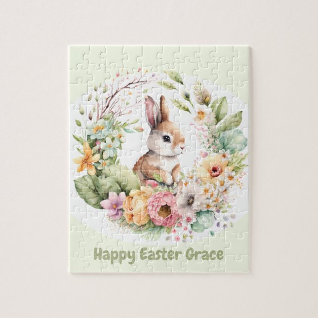 Happy Easter Cute Bunny personalized Jigsaw Puzzle (Vertical)