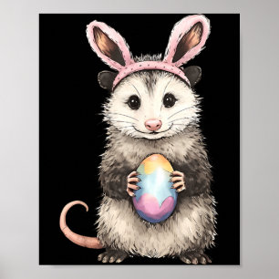 Happy Easter Cute Bunny Possum Holding Easter Eggs Poster