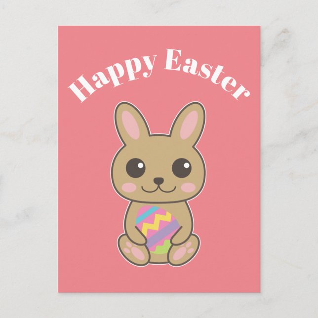 Happy Easter Cute Bunny Postcard (Front)