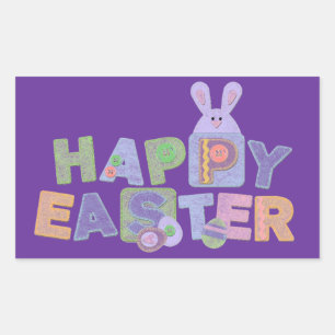 Happy Easter cute bunny purple stickers