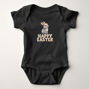 Happy Easter, Cute Bunny Rabbit Baby Bodysuit