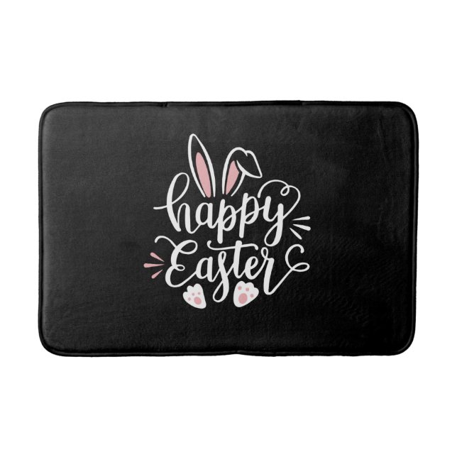 Happy Easter Cute Bunny Rabbit Easter Day Bath Mat (Front)