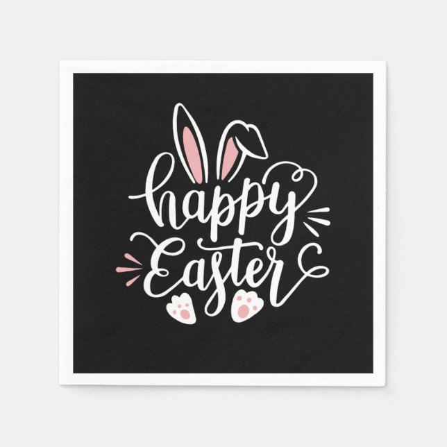 Happy Easter Cute Bunny Rabbit Easter Day Napkin (Front)