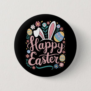 Happy Easter Cute Bunny Rabbit Eggs 6 Cm Round Badge