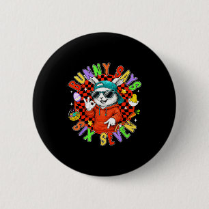 Happy Easter Cute Bunny Says Six Seven 6 7 Meme Bo Cm Round Badge