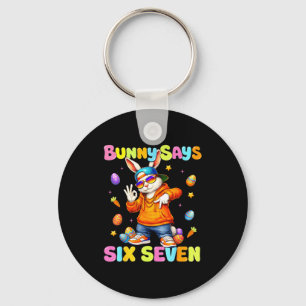 Happy Easter Cute Bunny Says Six Seven 6 7 Meme Bo Key Ring