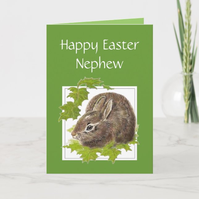 Happy Easter Cute Bunny Special Nephew Holiday Card (Front)