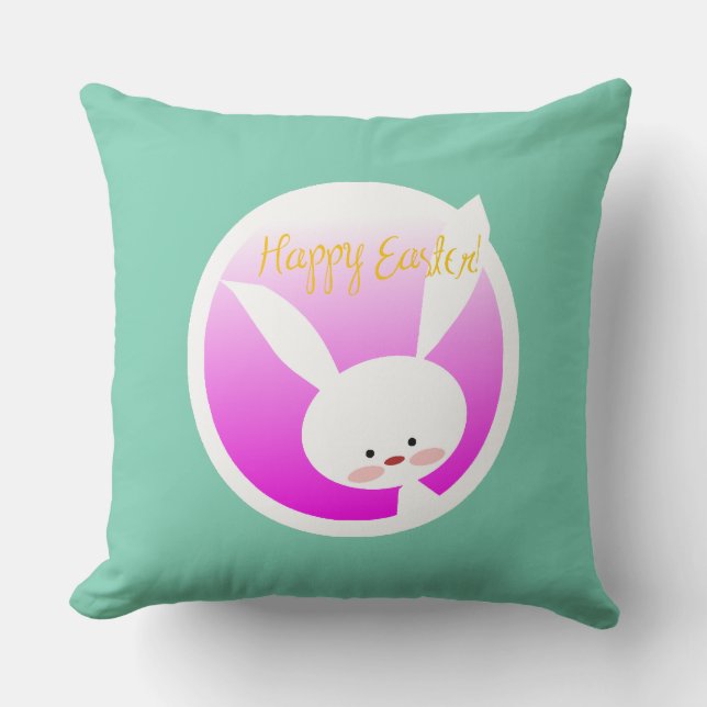 Happy Easter Cute Bunny Spring and Easter Cushion (Front)