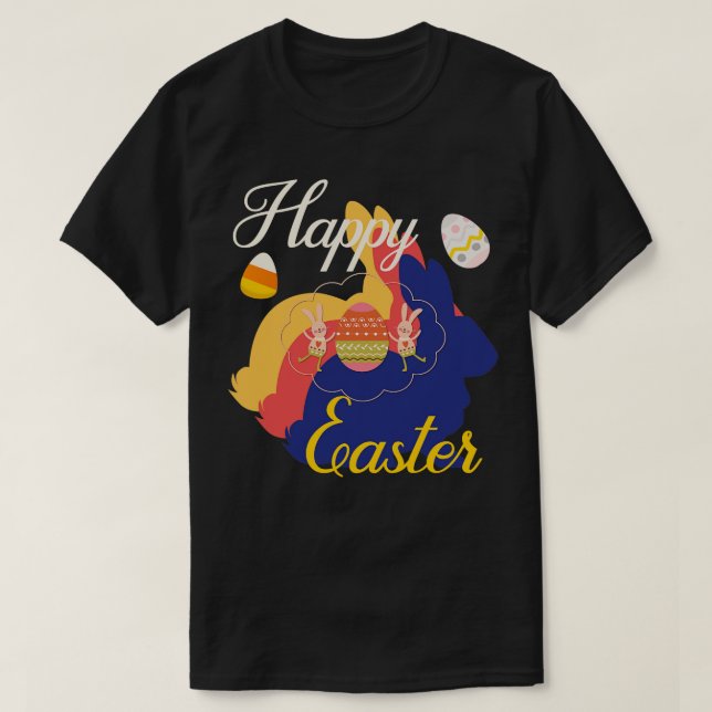 Happy Easter Cute Bunny  T-Shirt (Design Front)
