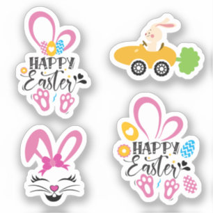 Happy Easter Cute Bunny With Eggs Collection Pack