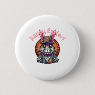 Happy Easter Cute Cartoon Easter Bunny Dutch Rabbi 6 Cm Round Badge