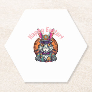 Happy Easter Cute Cartoon Easter Bunny Dutch Rabbi Paper Coaster