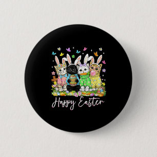 Happy easter cute cat lover bunny easter day women 6 cm round badge