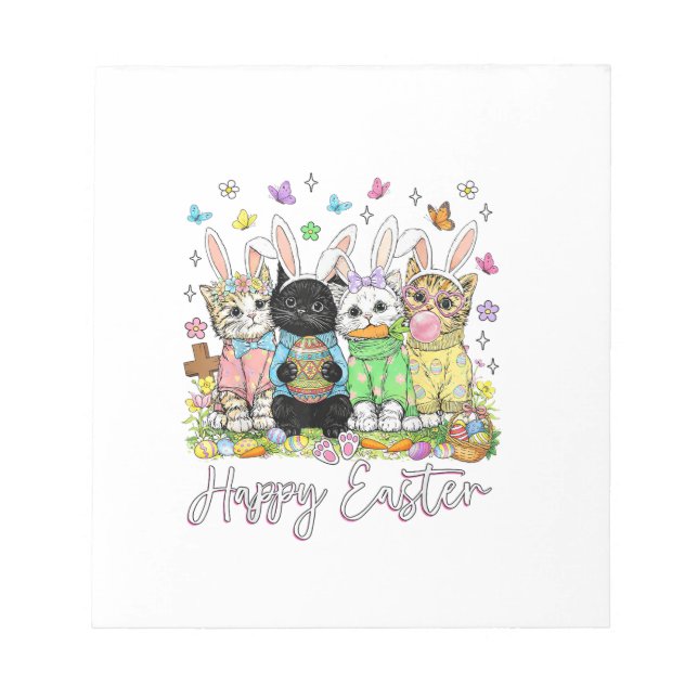 Happy Easter Cute Cat Lover Bunny Easter Day Women Notepad (Front)
