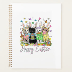 Happy Easter Cute Cat Lover Bunny Easter Day Women Planner