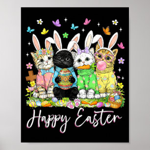 Happy easter cute cat lover bunny easter day women poster