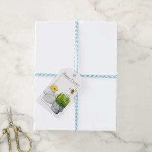 Happy Easter, cute chick and bumblebee Gift Tags
