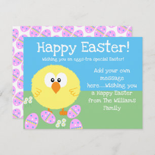 Happy Easter Cute Chick Egg Editable Holiday Card