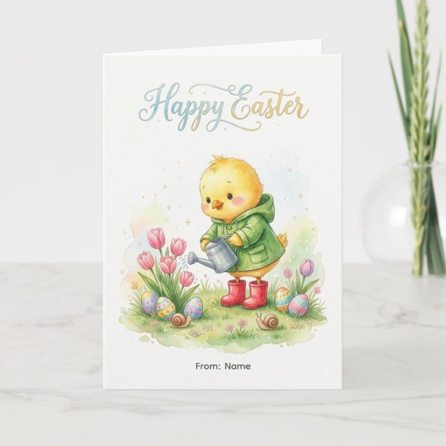 Happy Easter Cute Chick Spring Card (Front)