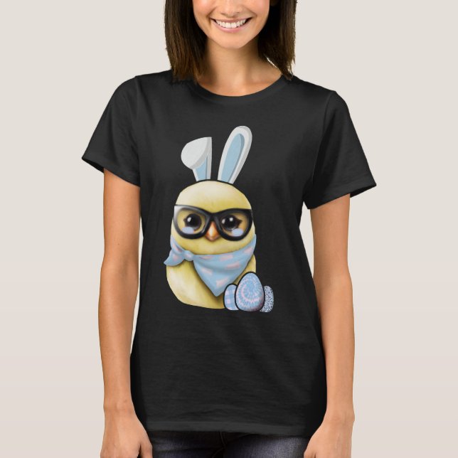 Happy Easter Cute Chicken Bunny Rabbit Ears Chick  T-Shirt (Front)